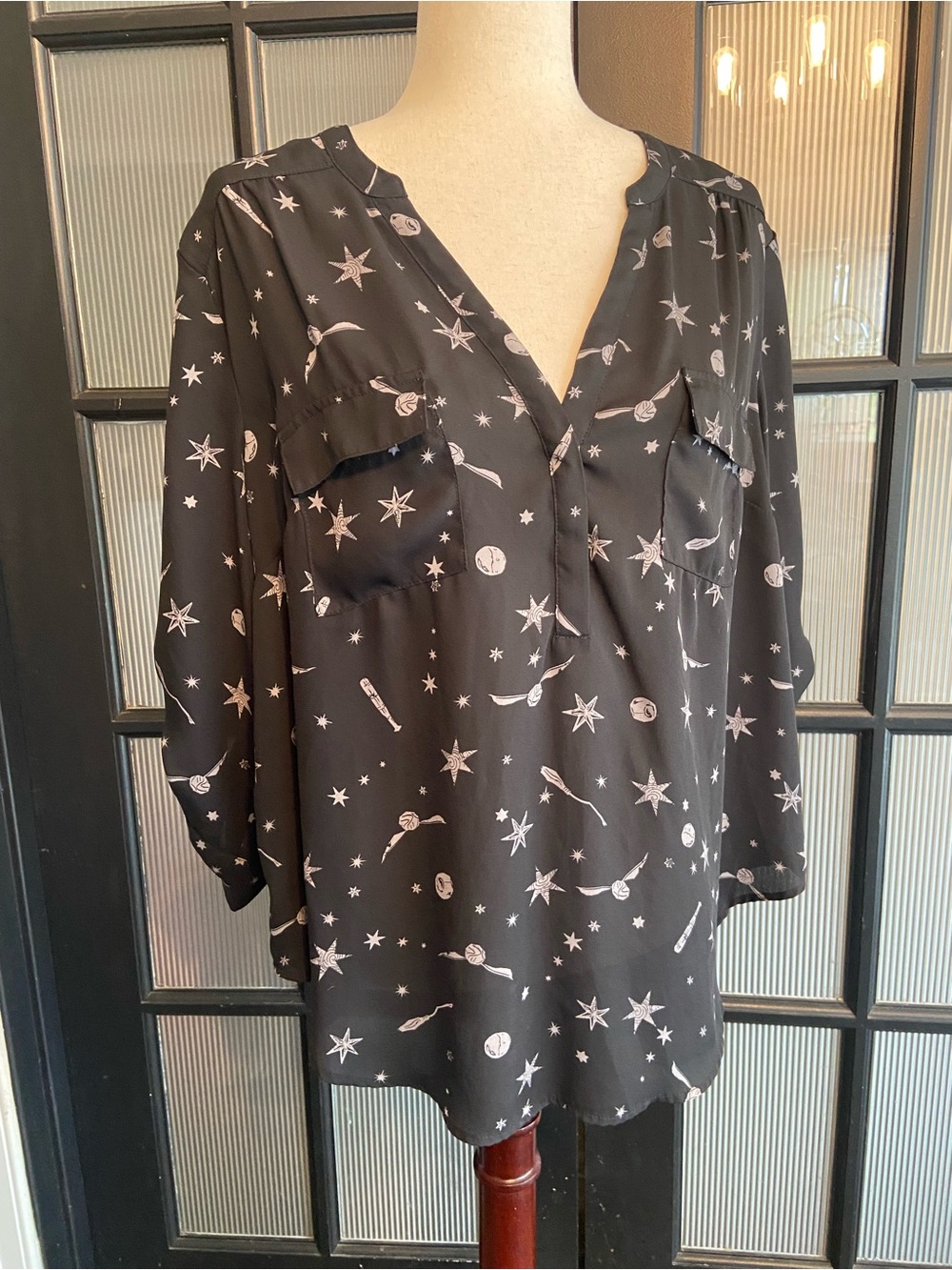 Torrid x Harry Potter Harper Georgette 3/4 Sleeve Tunic blouse size 0 Large